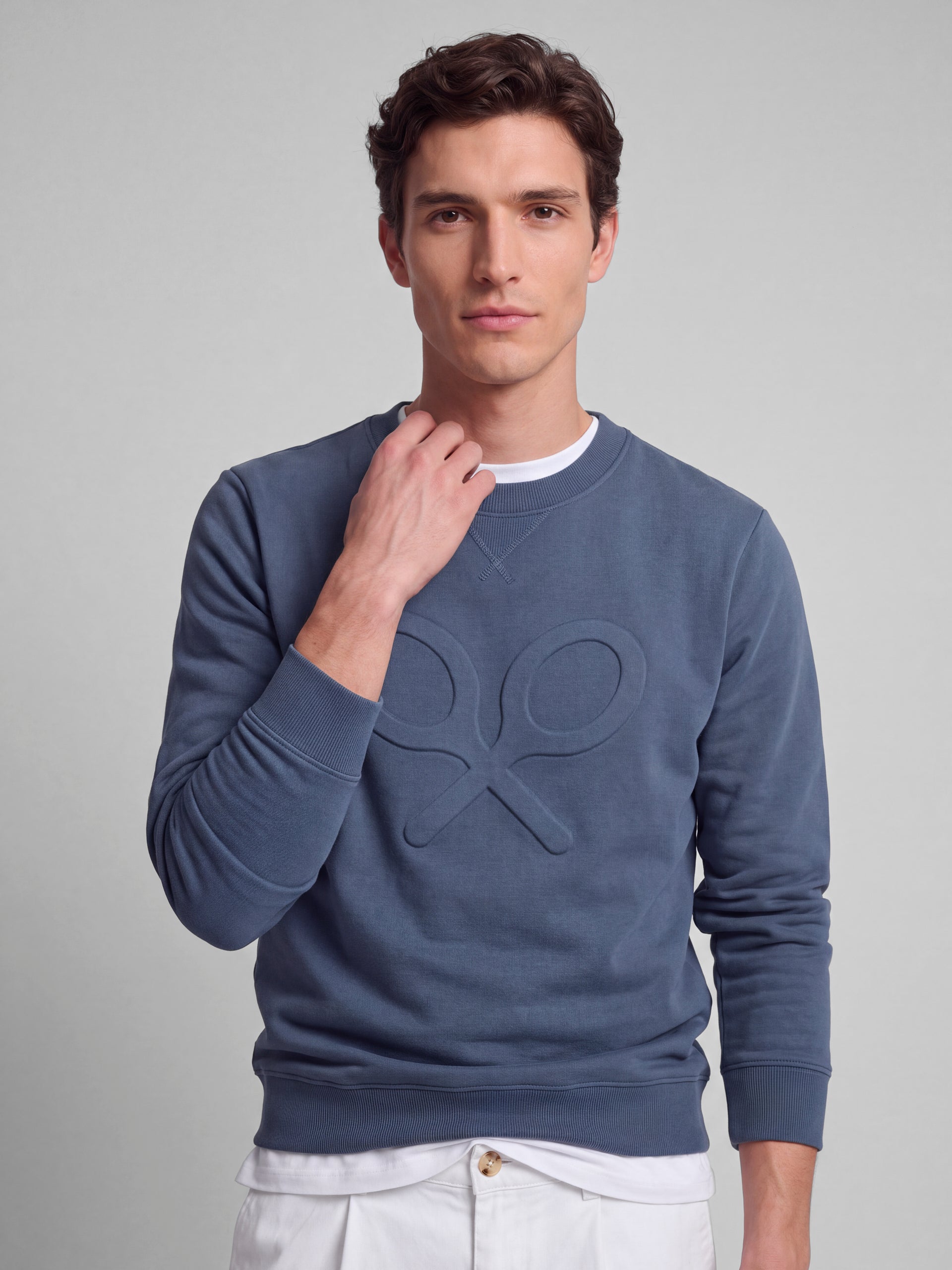 Sweatshirt clássica com logótipo em relevo petróleo
