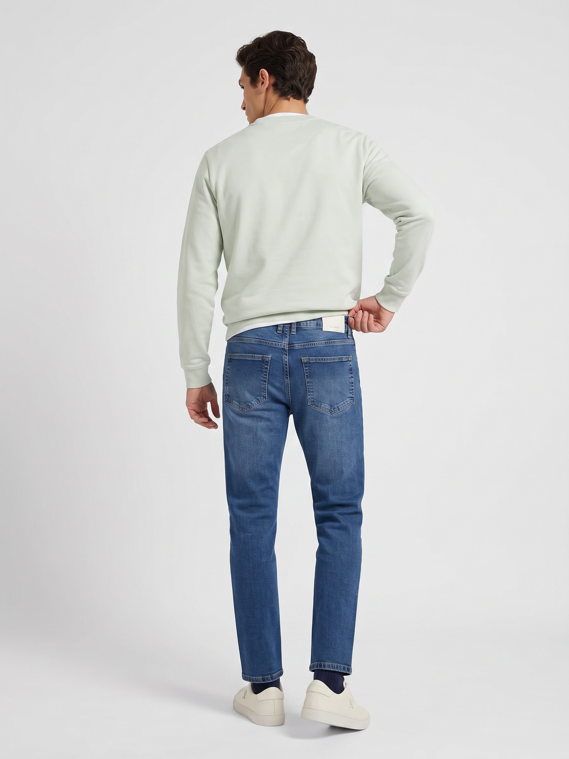 Plain sweatshirt with small terry logo in light green
