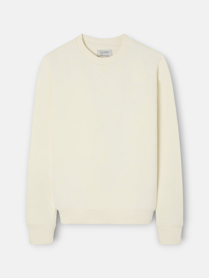 Sweat-shirt crème à motif raquette en relief