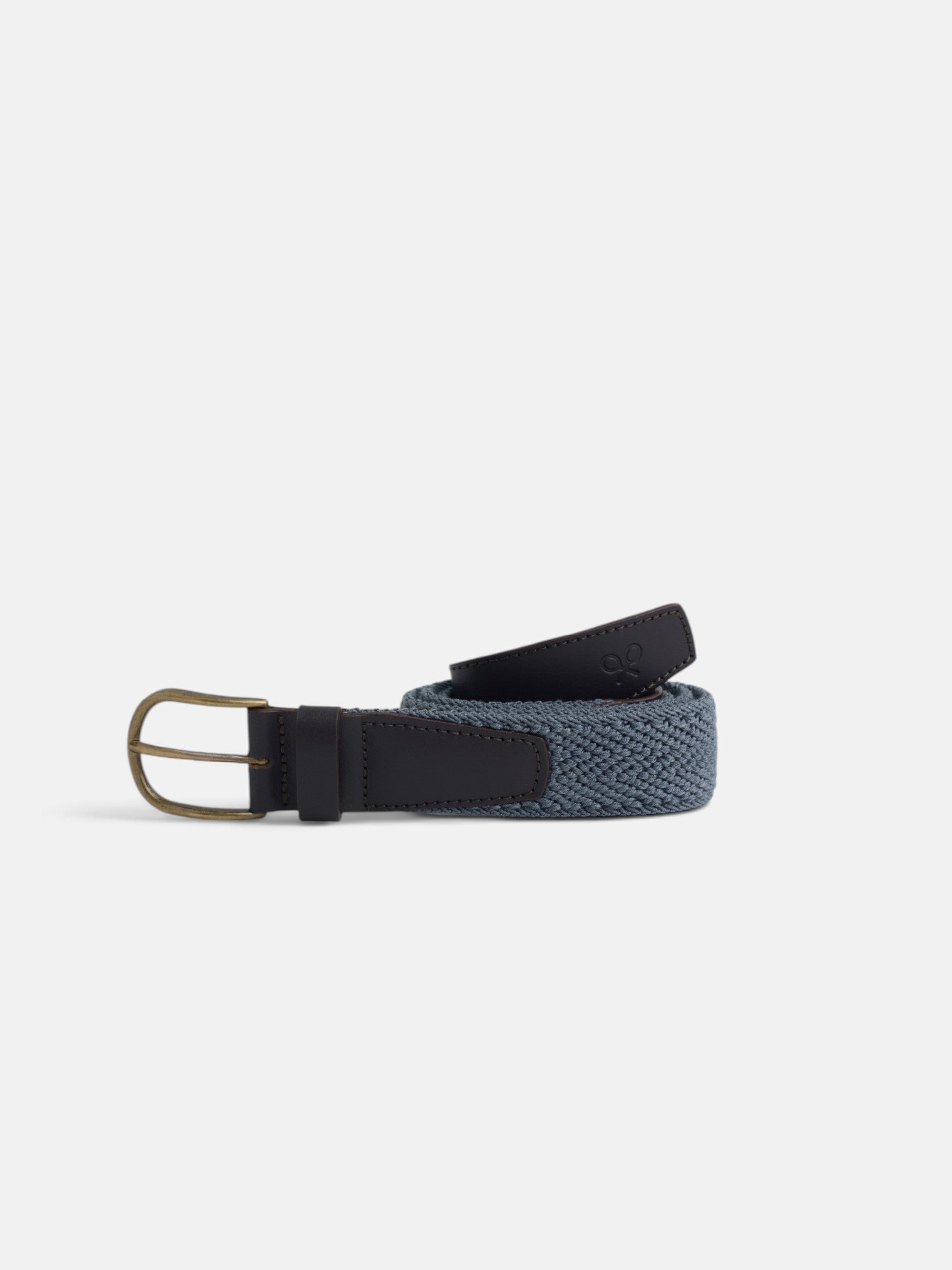 Cinturon piel tejido espiga indigo