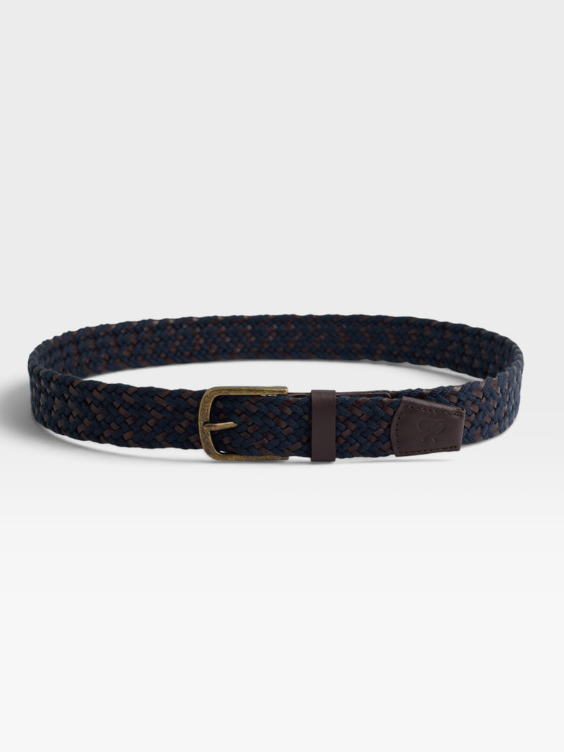 Braided belt with leather detail