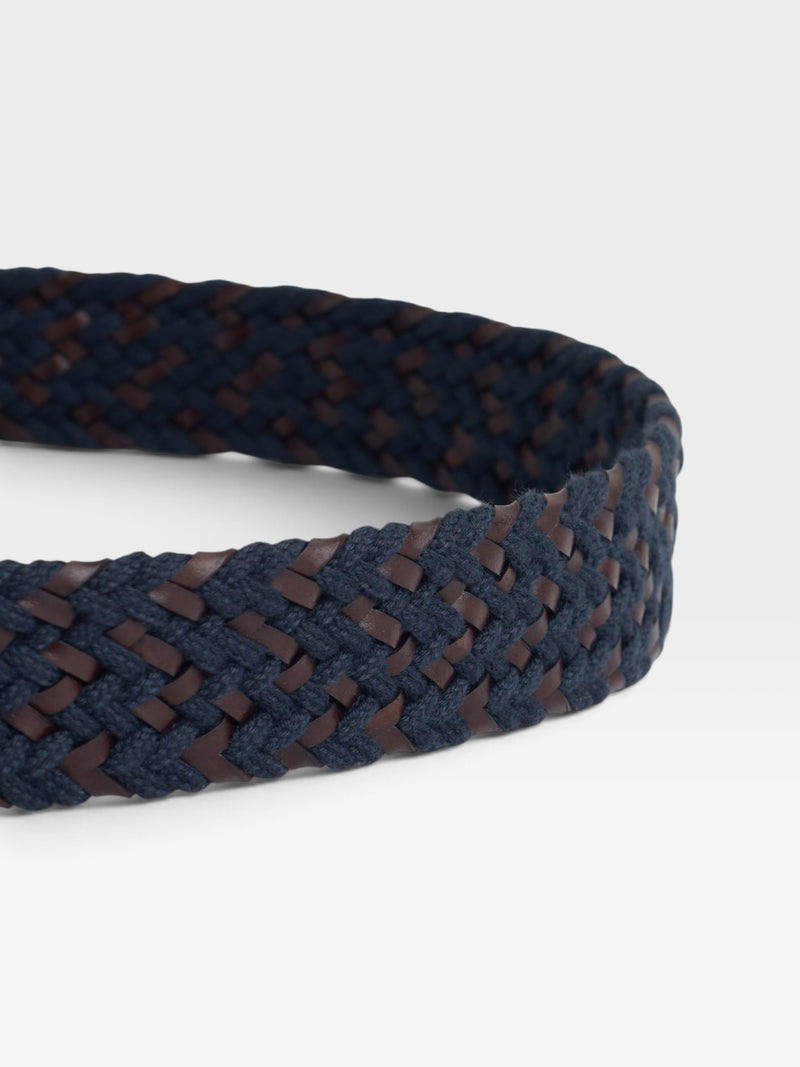Braided belt with leather detail