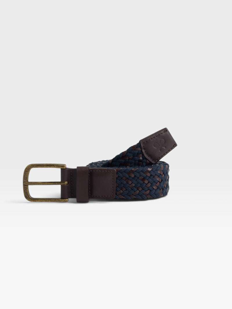Braided belt with leather detail