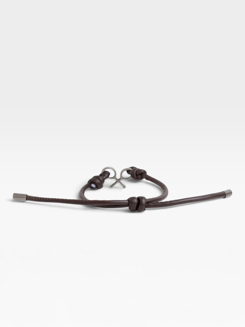 Pulsera piel raqueta marron