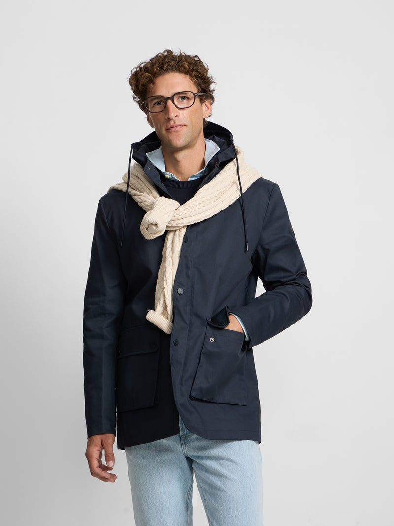 Parka à poches bleu marine