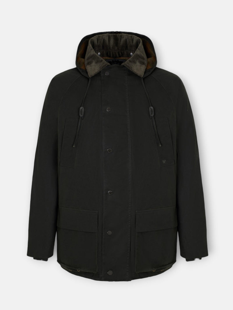 Green waxed coat