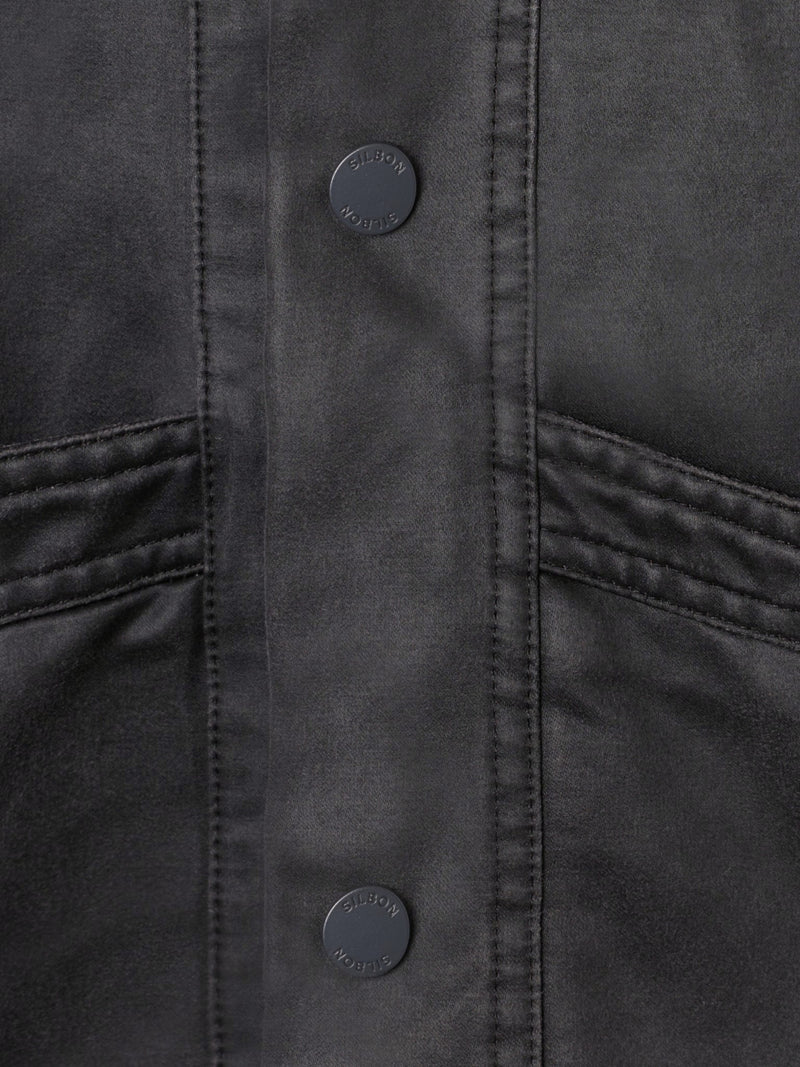 Chaqueta cuello pana gris verde