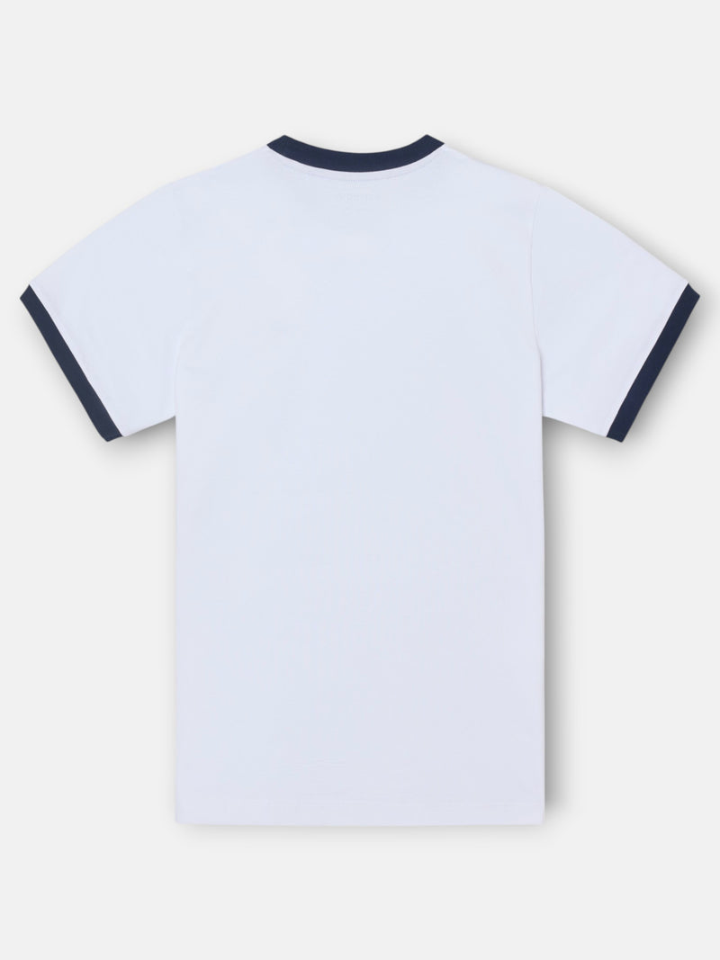 T-shirt à côtes blanches avec contraste éponge
