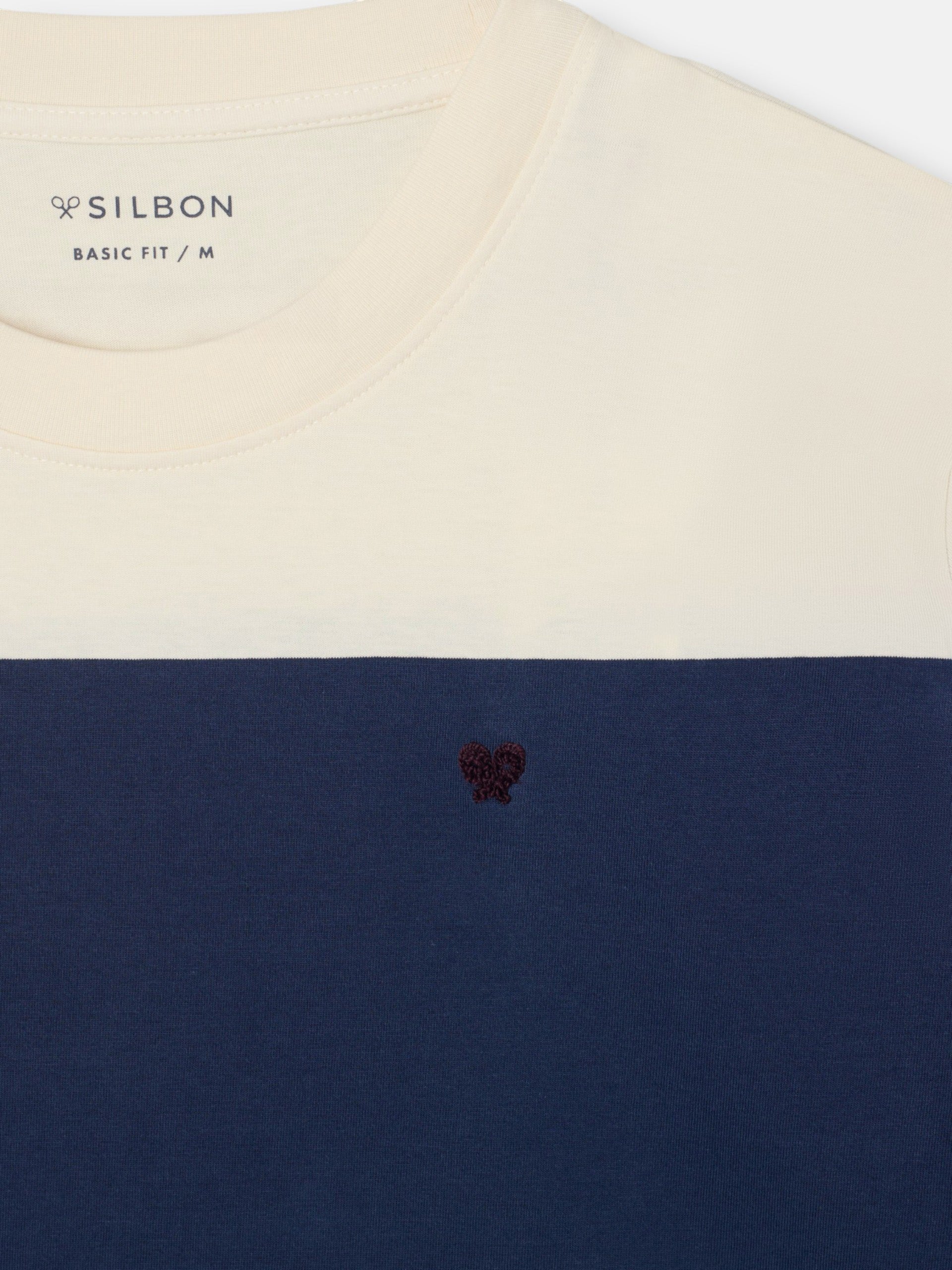 Camisola de risca larga azul-marinho