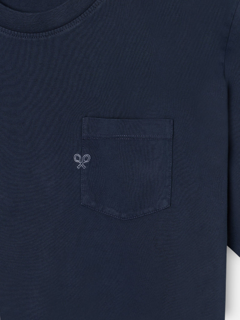 Camiseta bolsillo garment dye azul marino