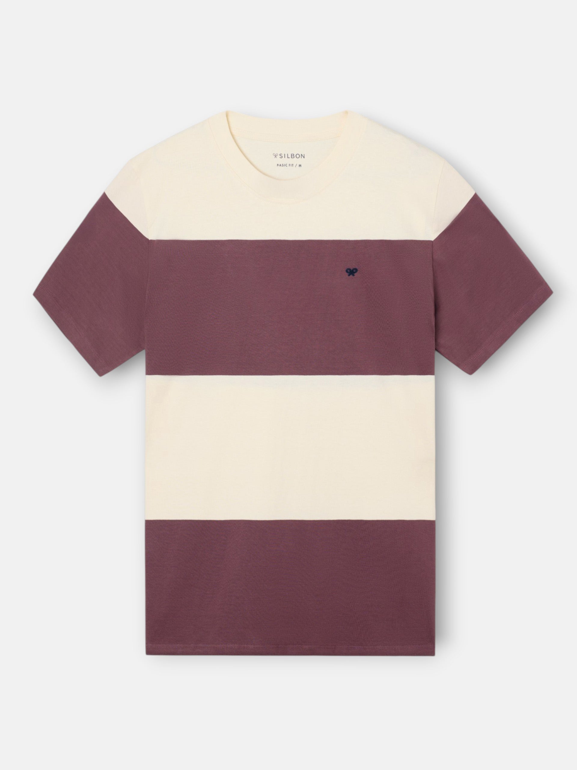 Camiseta raya ancha burdeos