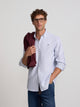 Navy Oxford Sport Shirt with Fine Stripes