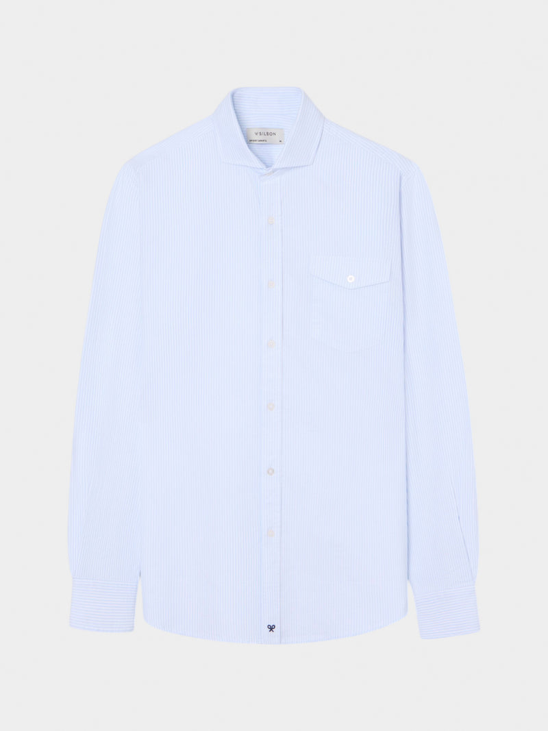 Camisa sport cruise bolso riscas azuis