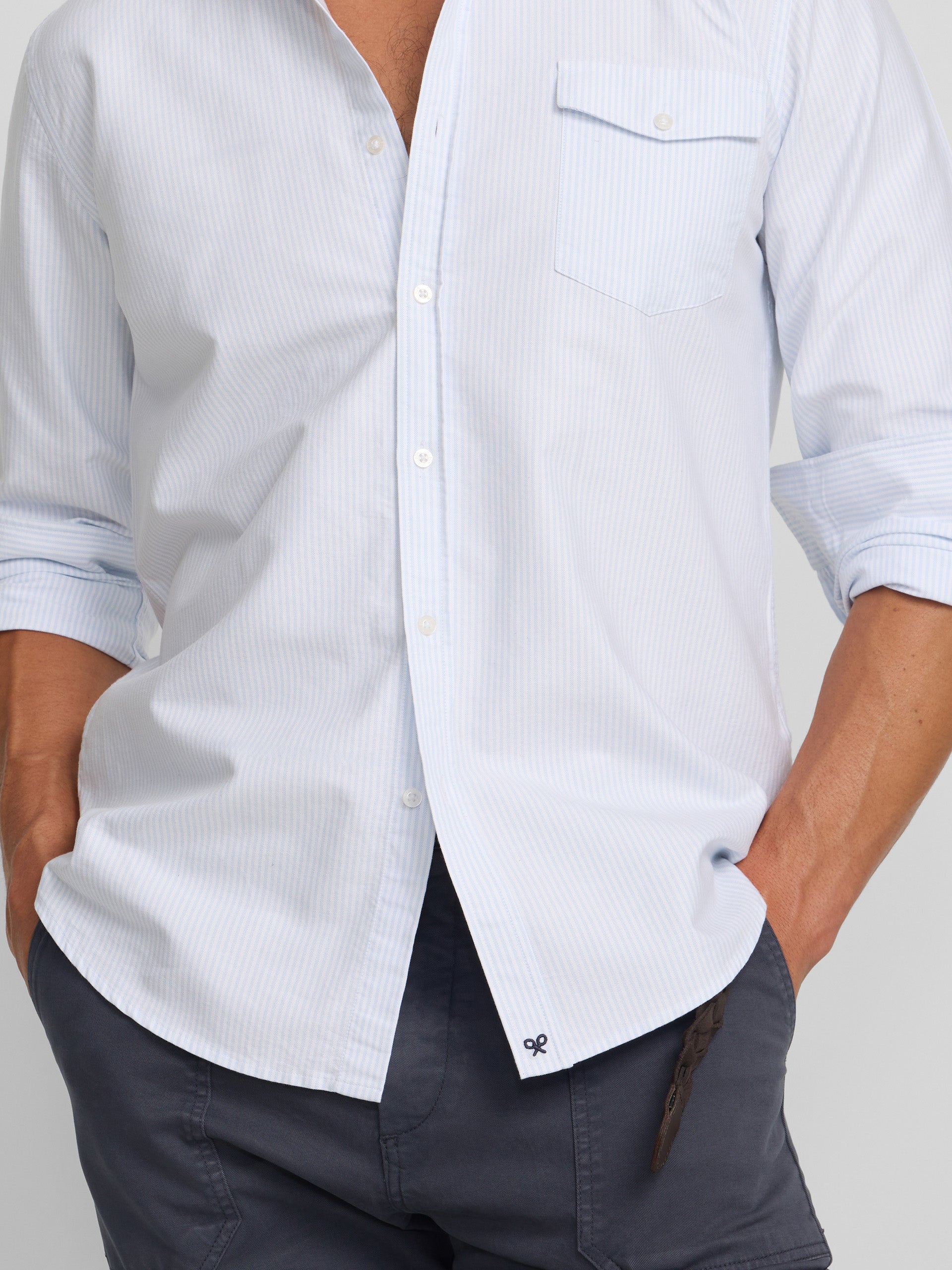 Camisa sport cruise bolsillo rayas azules