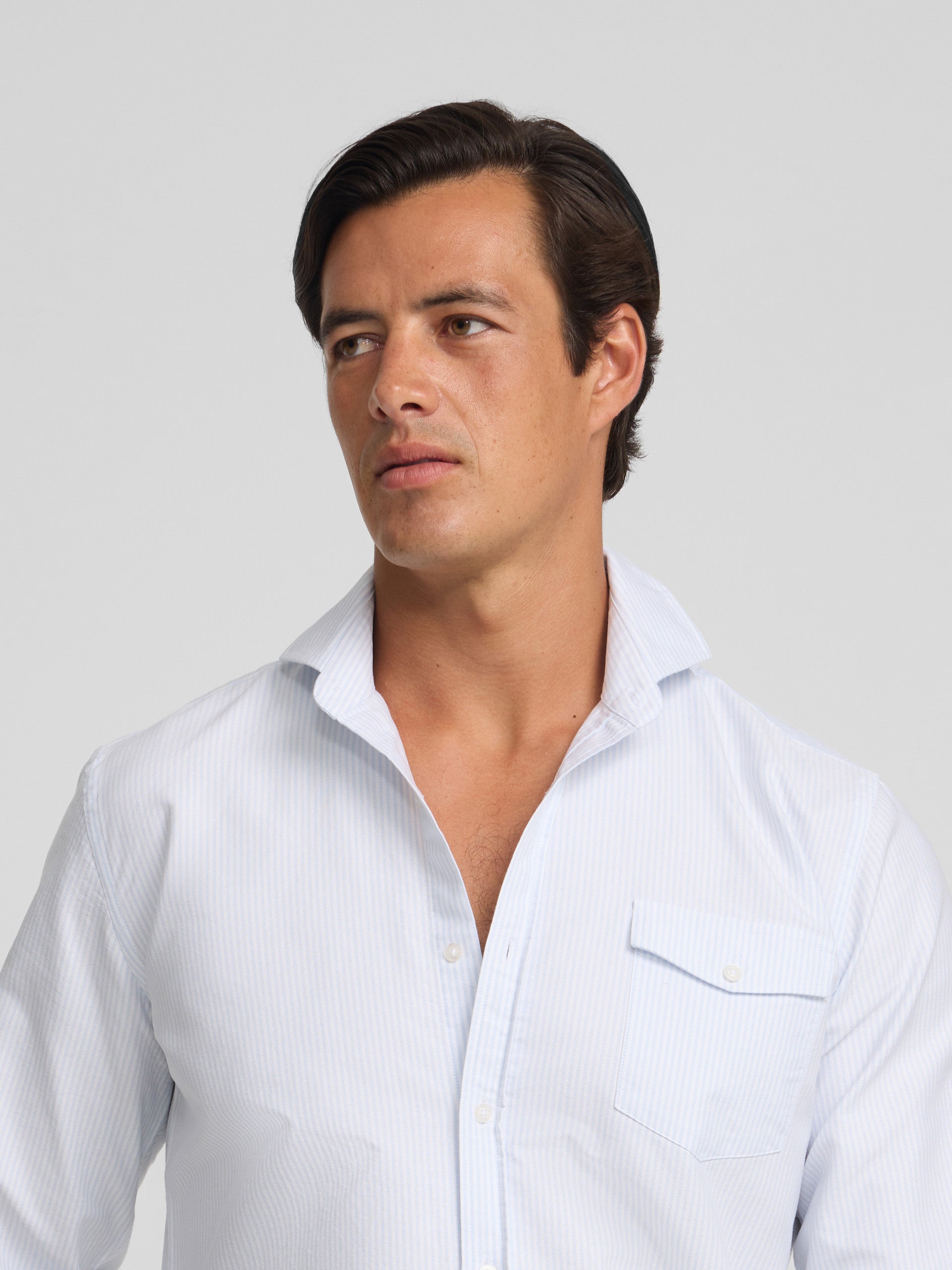 Camisa sport cruise bolsillo rayas azules