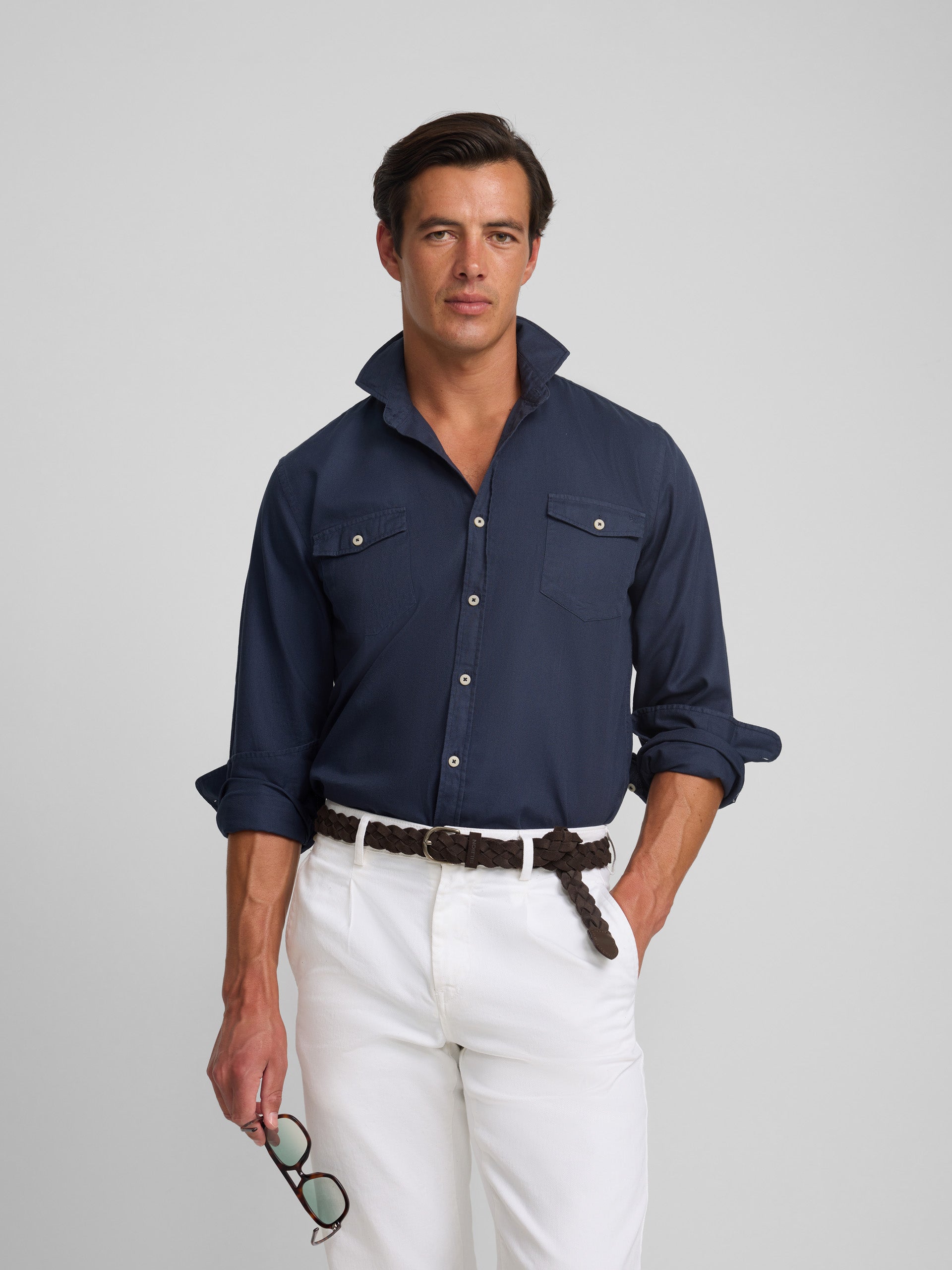 Navy blue cruise sport shirt with pockets