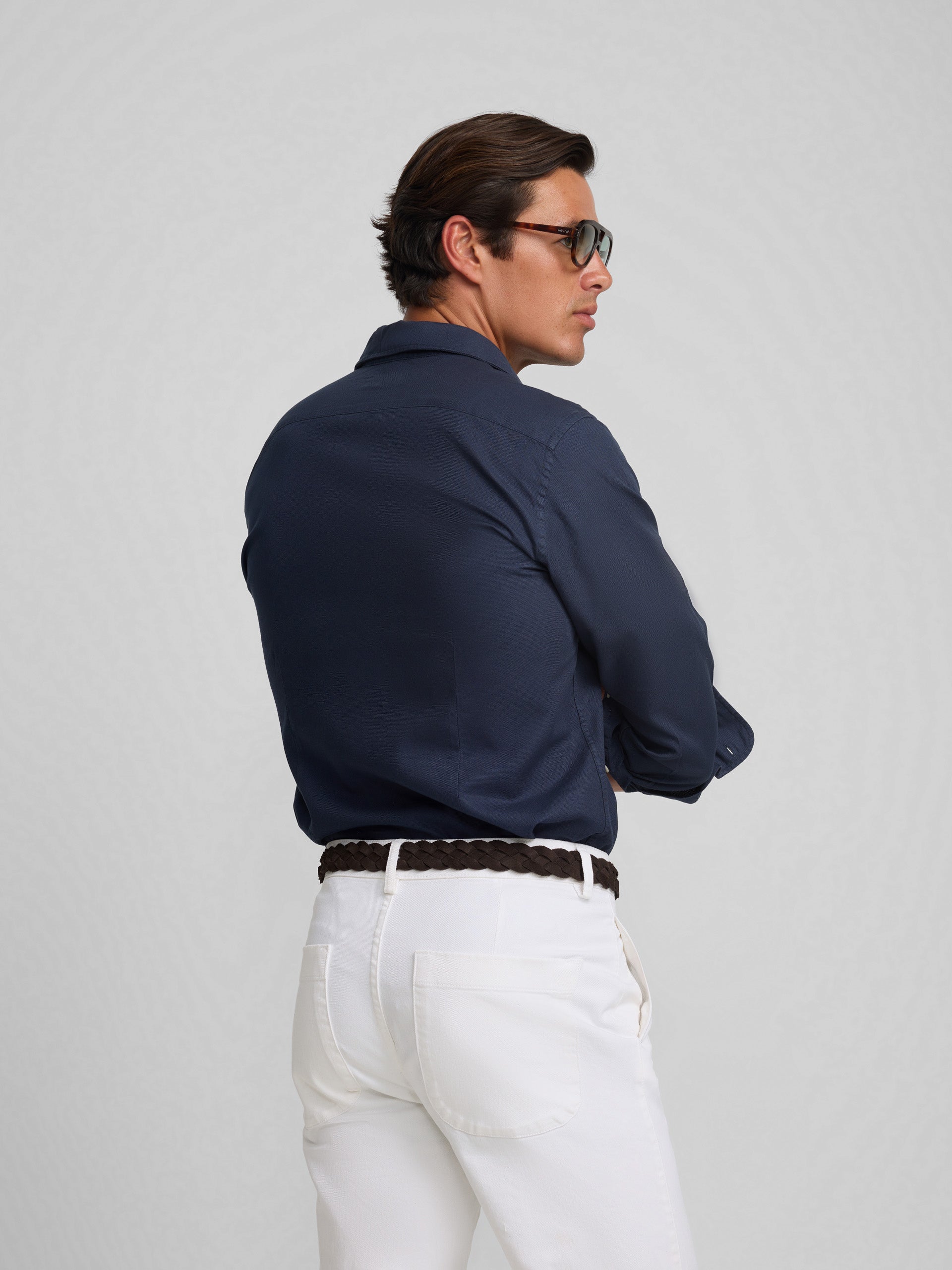 Navy blue cruise sport shirt with pockets