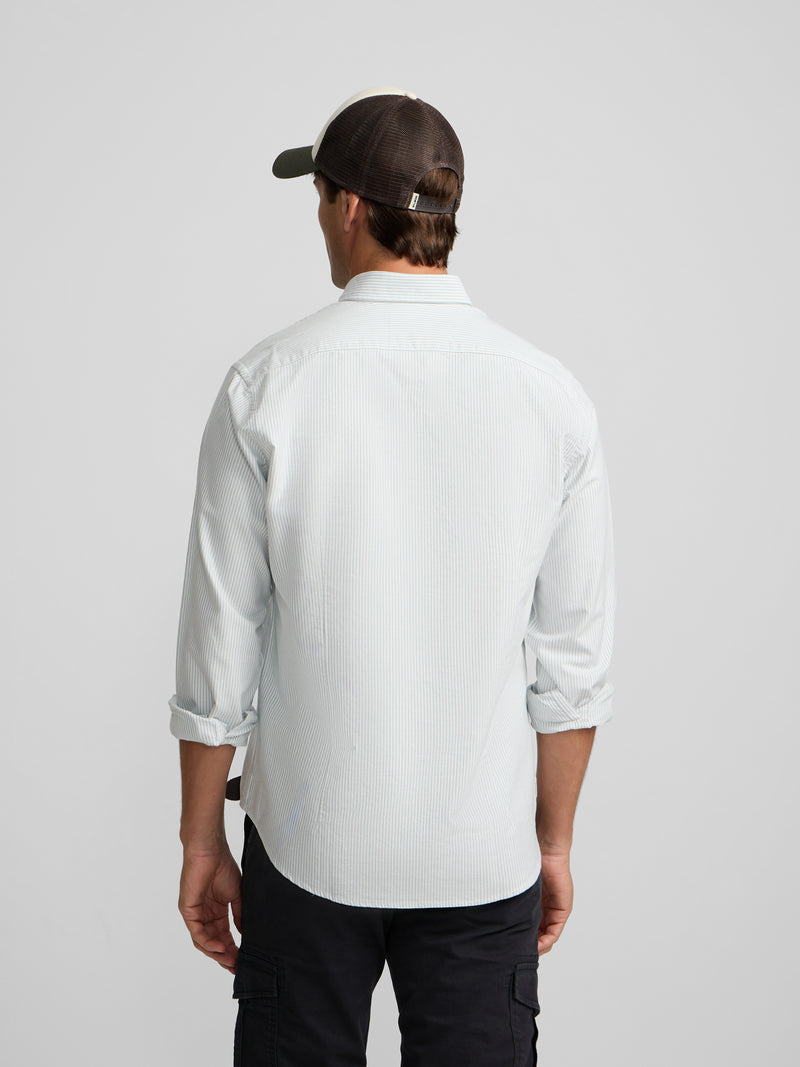 Camisa sport oxford rayas verde