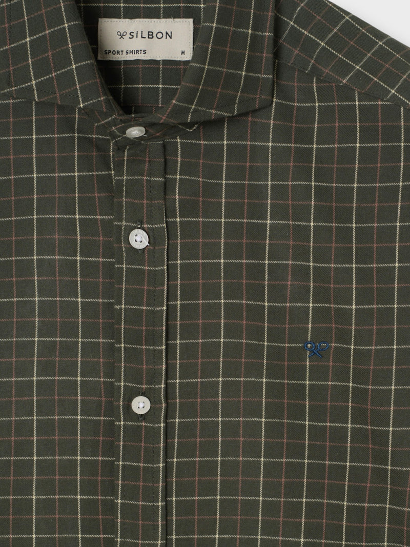 Camisa sport warm cuadros hunter verde oscuro