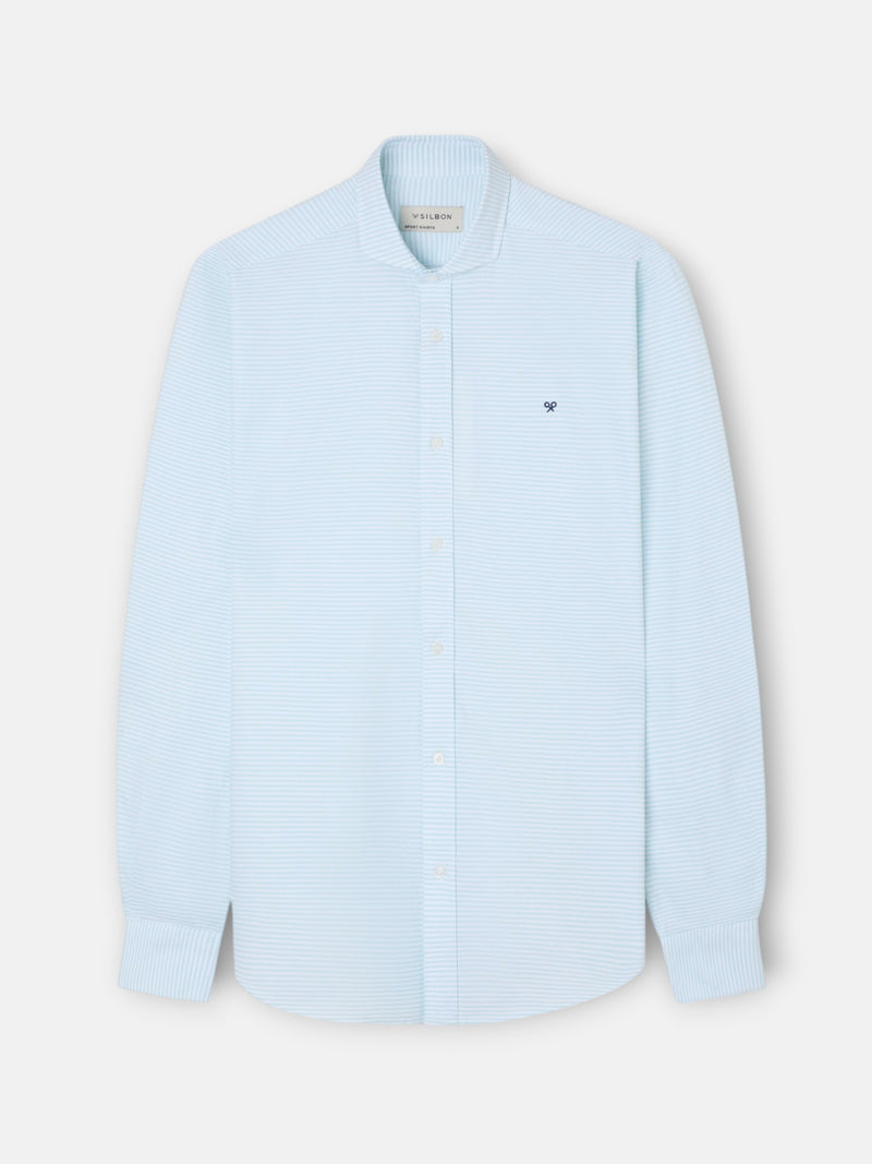 Camisa sport oxford riscas horizontais verde