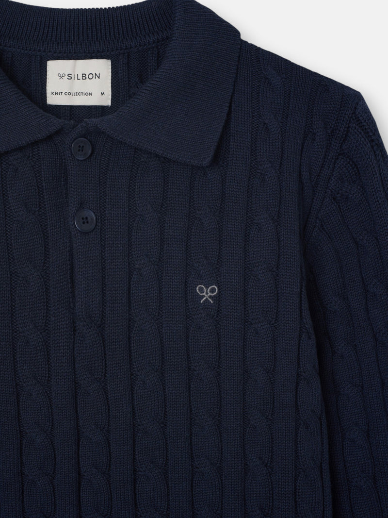 Jersey cuello polo ochos azul marino