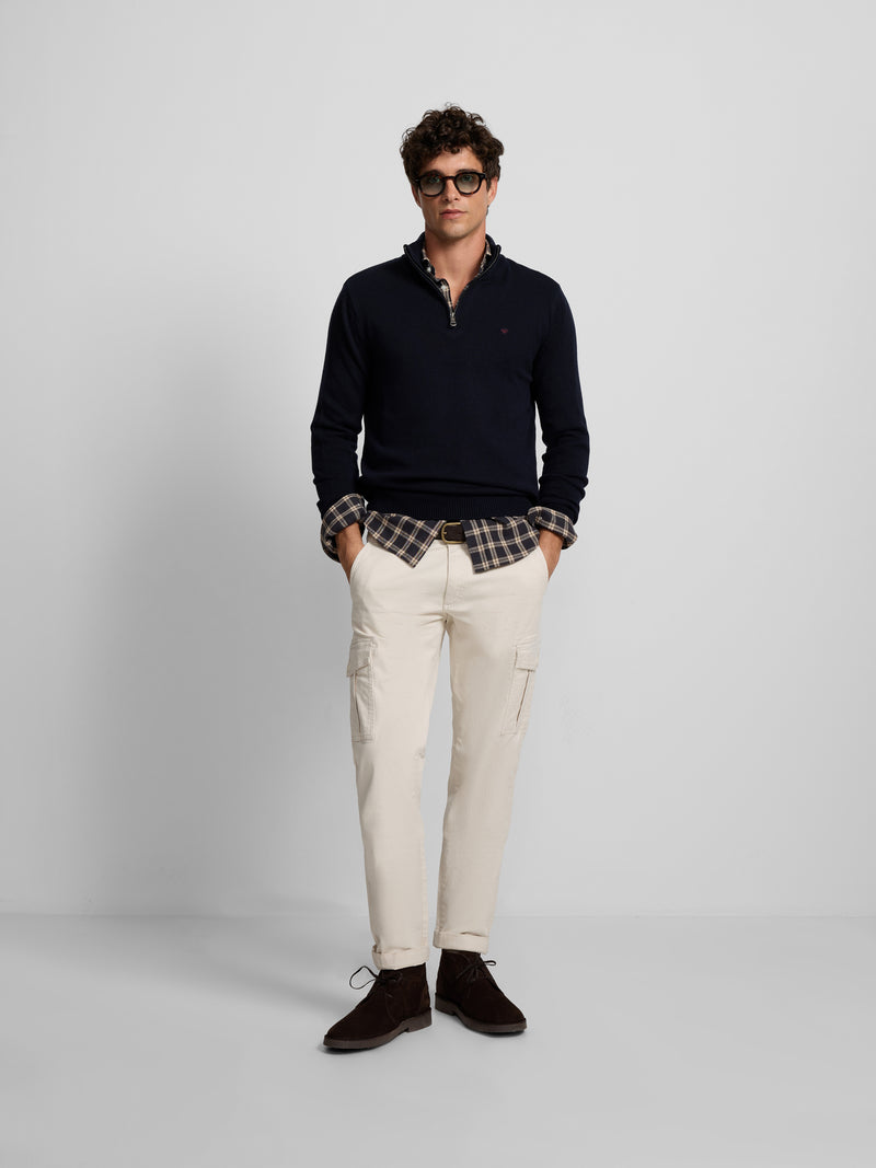 Pull à demi-fermeture éclair bleu marine
