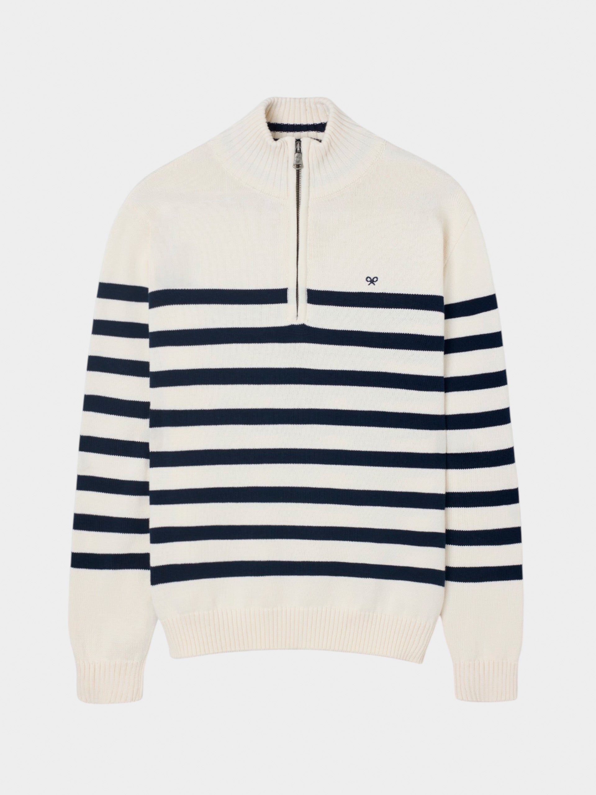 Pull à demi-fermeture éclair cruise à rayures bleues