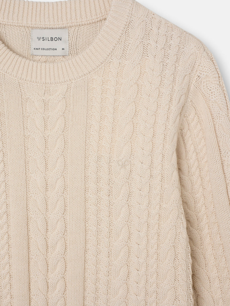 Pull torsadé beige