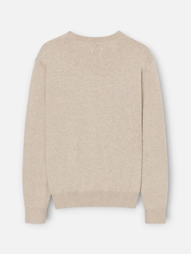 Jersey cuello pico retro beige
