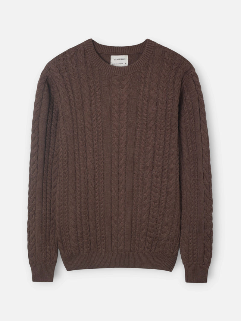 Pull torsadé marron