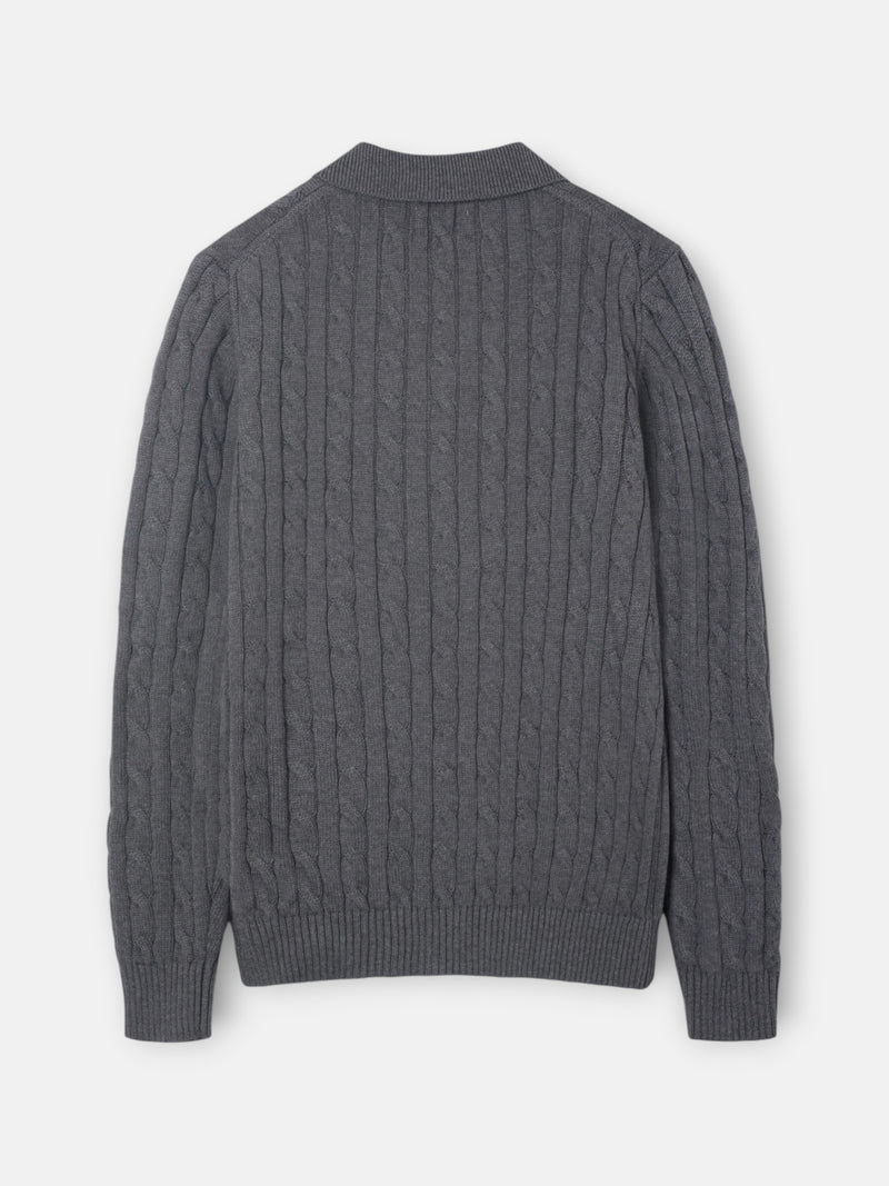 Pull col polo torsadé gris