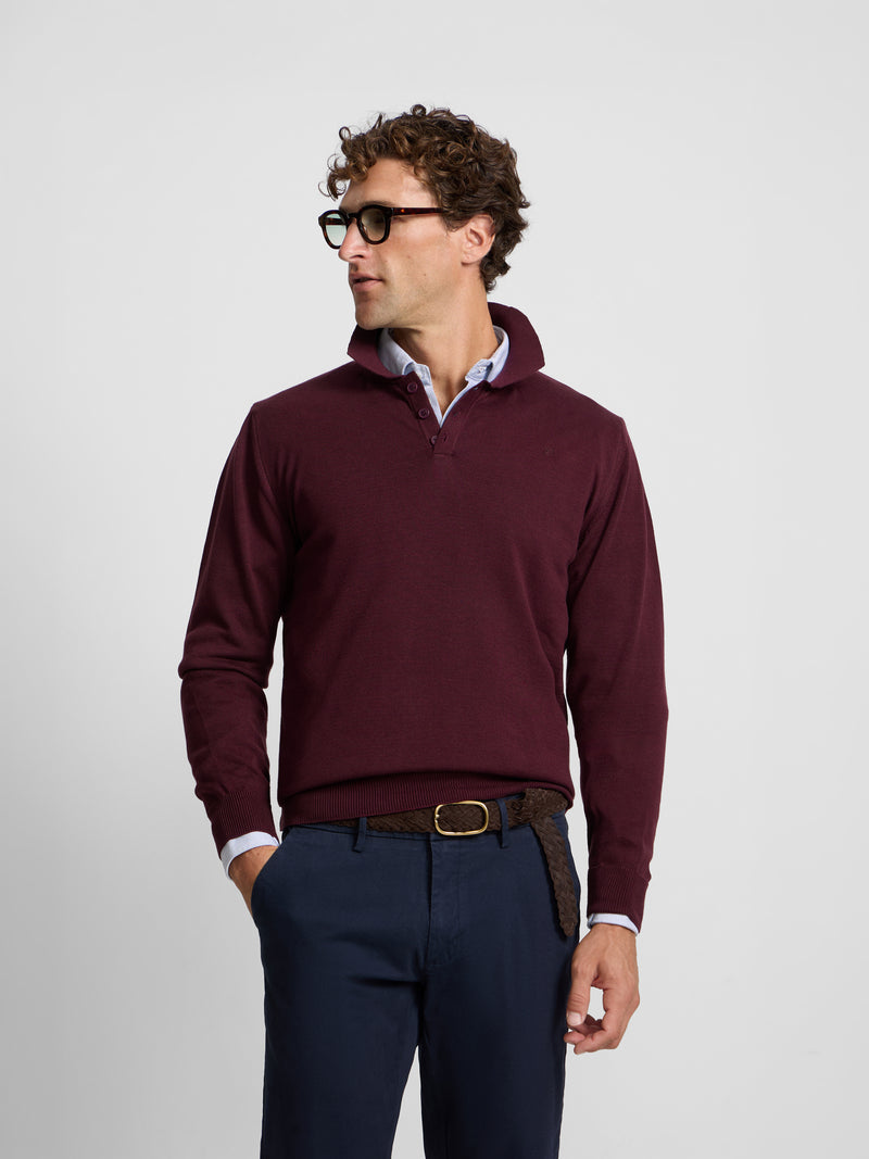 Pull col polo bordeaux