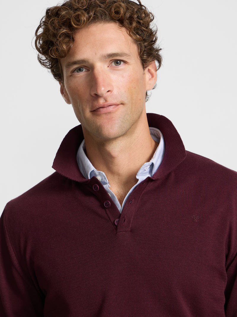 Pull col polo bordeaux