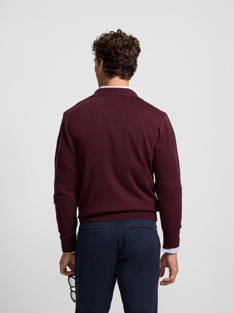 Pull col polo bordeaux