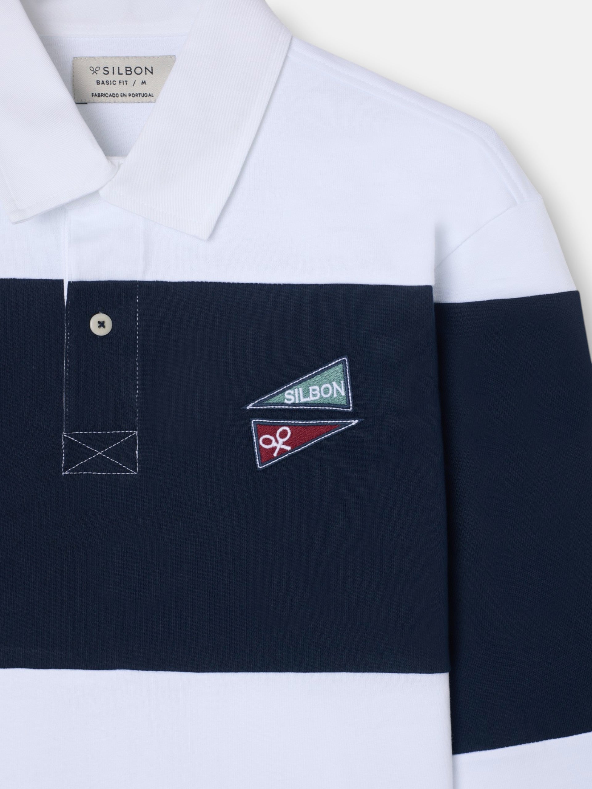 Polo clasico rugby rayas azul marino