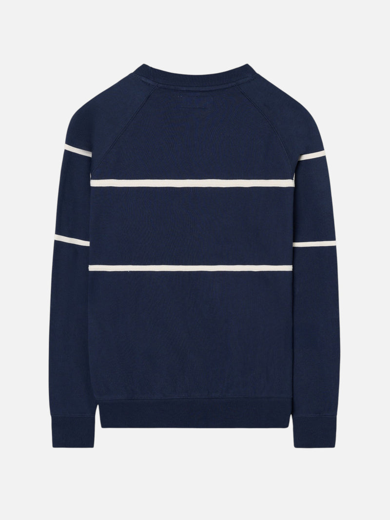 Sweat-shirt coupe spéciale raglan rayures bleu marine
