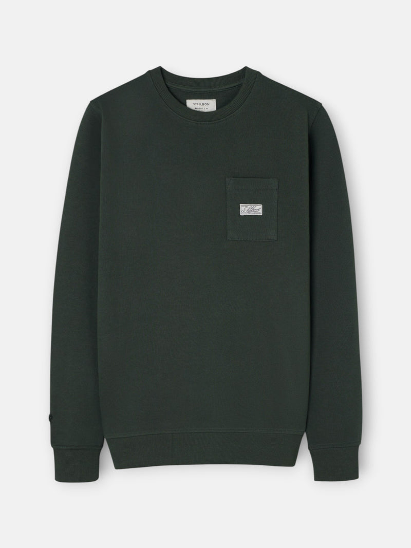 Khaki sweatshirt with pocket label
