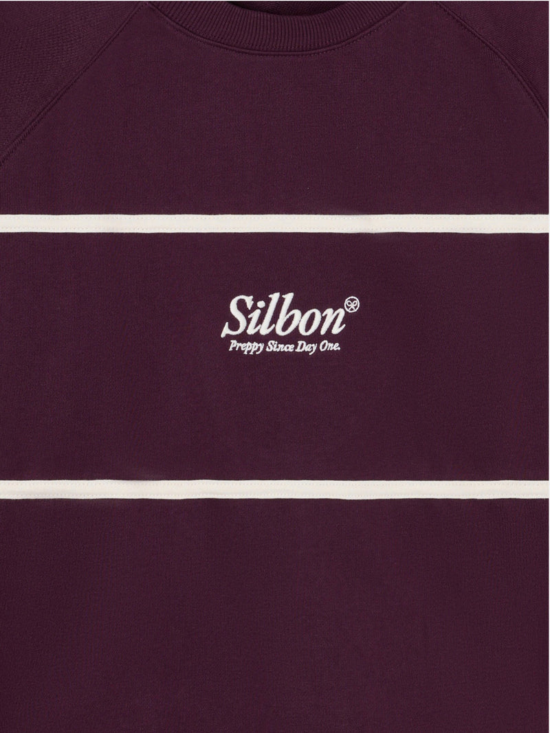 Sudadera special fit ranglan franjas burdeos