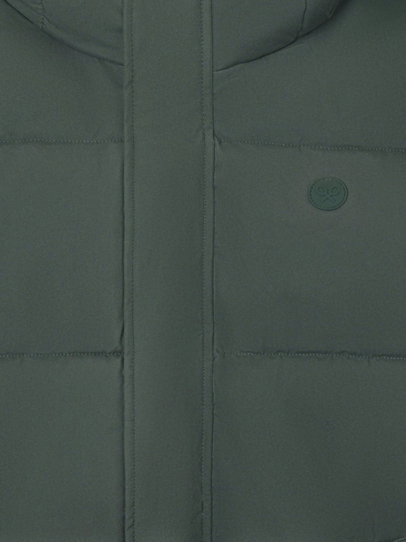 Abrigo largo acolchado capucha verde