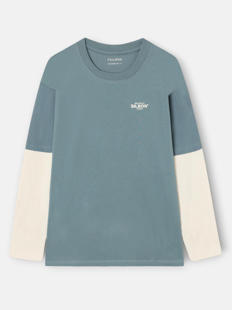 Camiseta relaxed fit manga larga rule petroleo