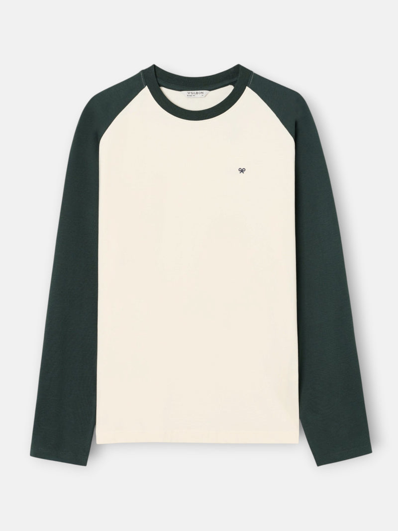 Camiseta manga larga ranglan verde oscuro