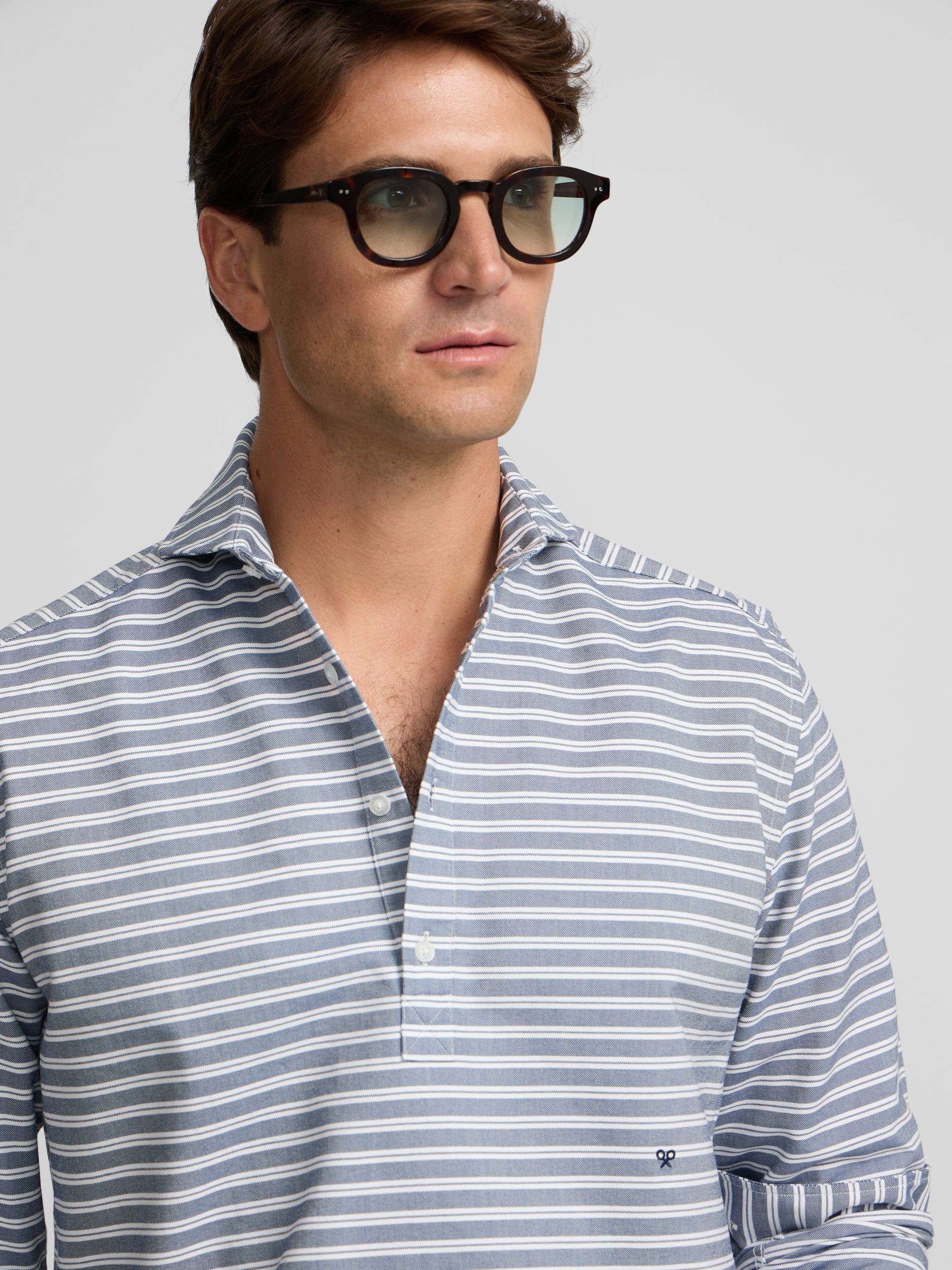 Polera oxford raya horizontal navy