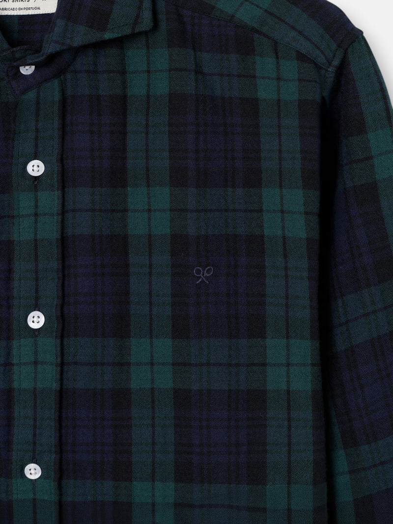 Camisa sport cuadro tartan verde azul oscuro