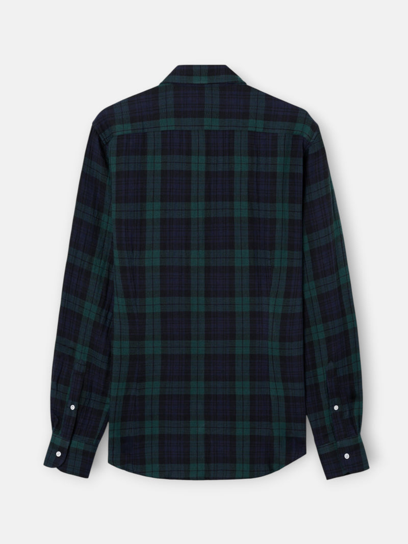 Camisa sport cuadro tartan verde azul oscuro