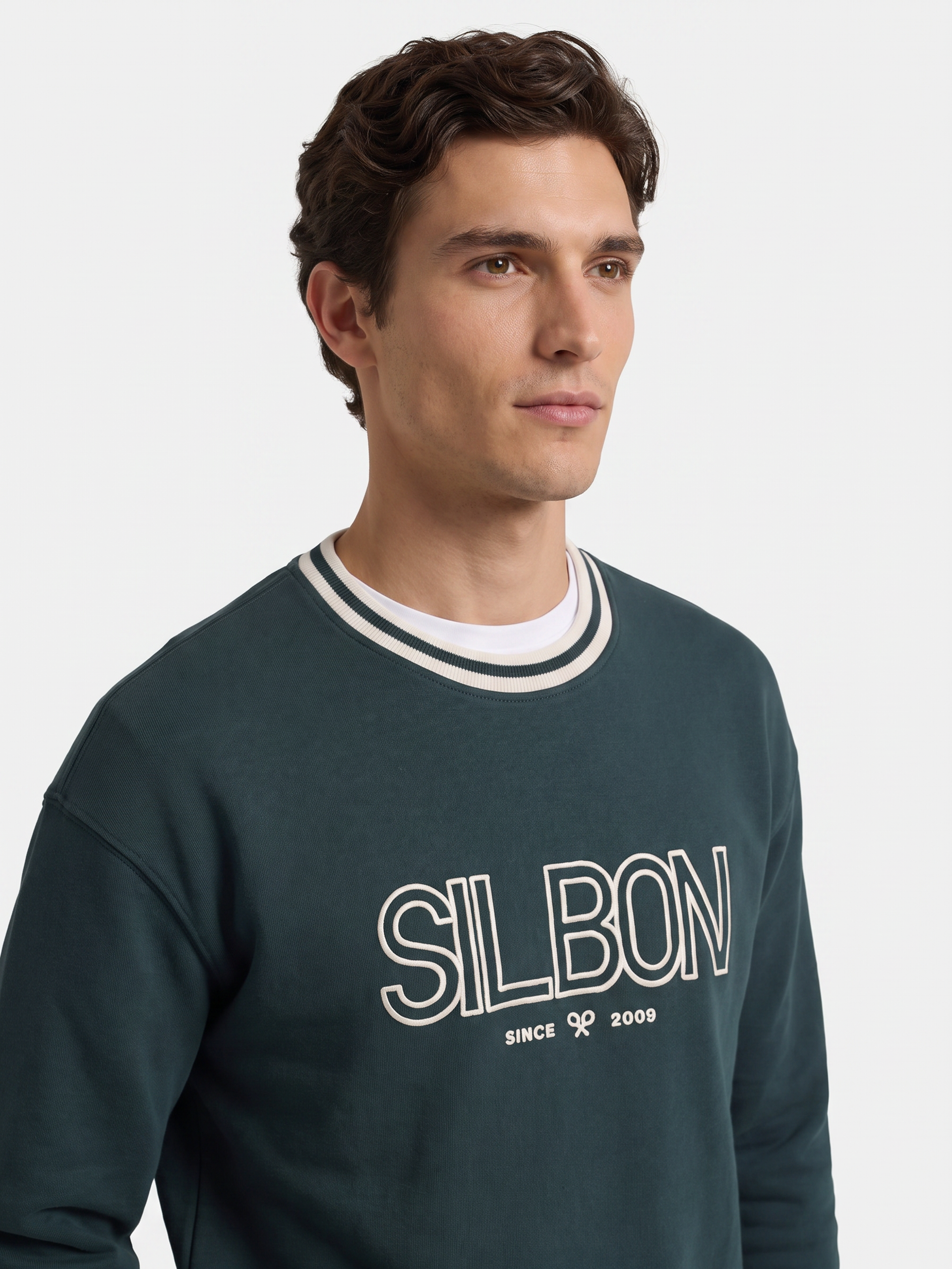 Sweatshirt relaxed fit retro verde escuro