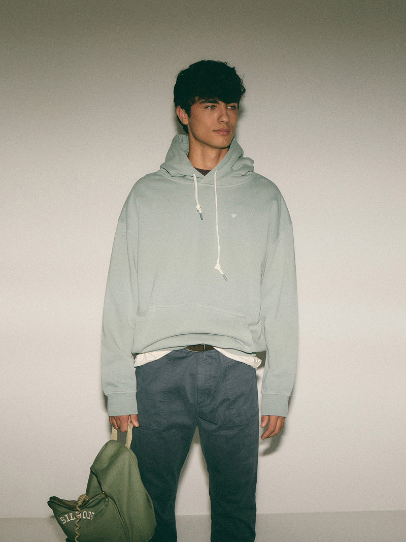Sudadera relaxed fit capucha hangout verde