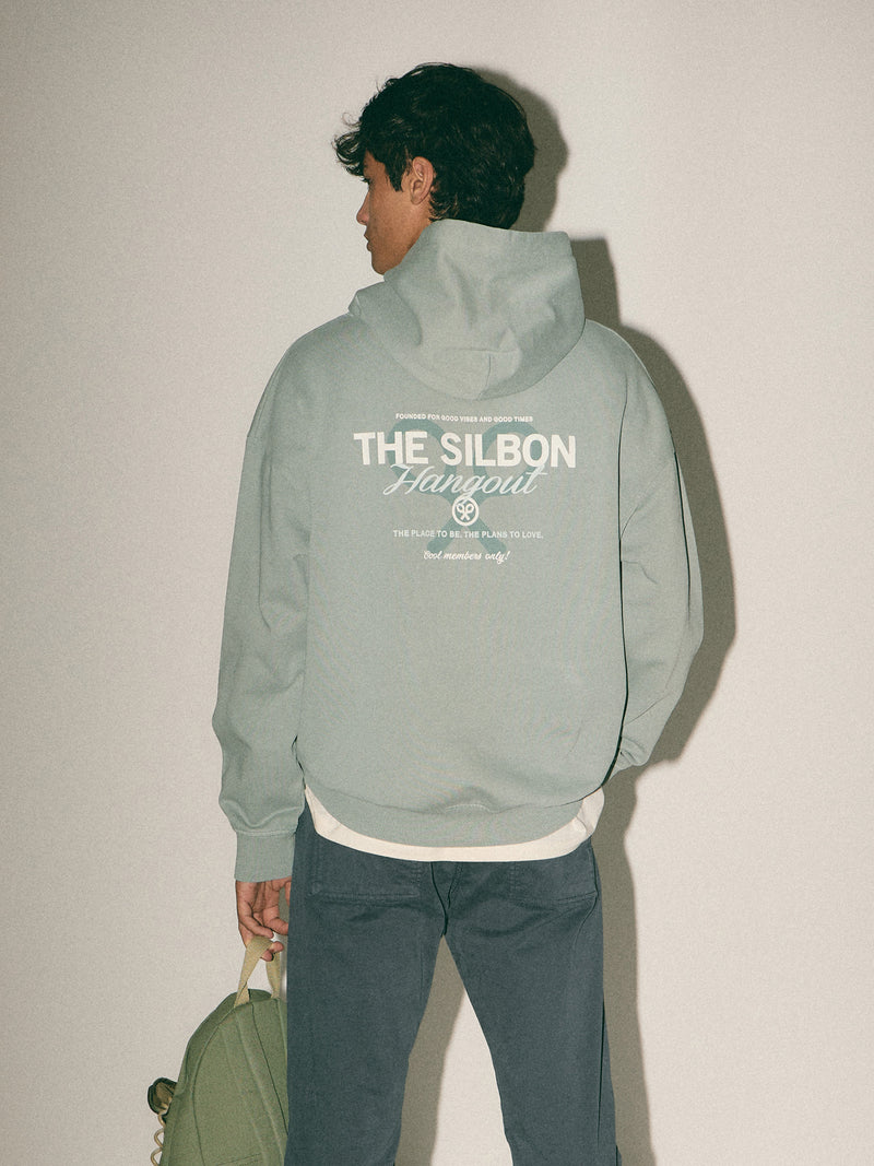 Sudadera relaxed fit capucha hangout verde
