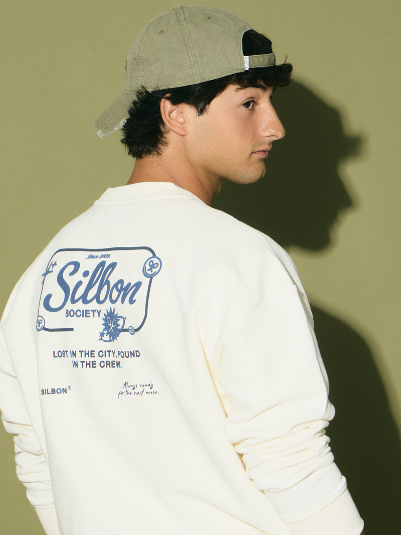 Sudadera relaxed fit silbon society crema