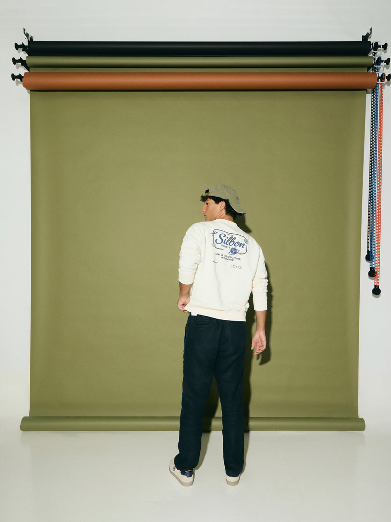 Sudadera relaxed fit silbon society crema