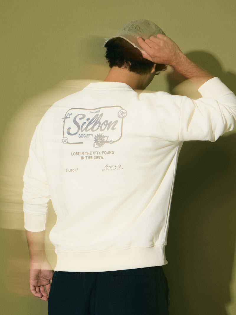 Sudadera relaxed fit silbon society crema